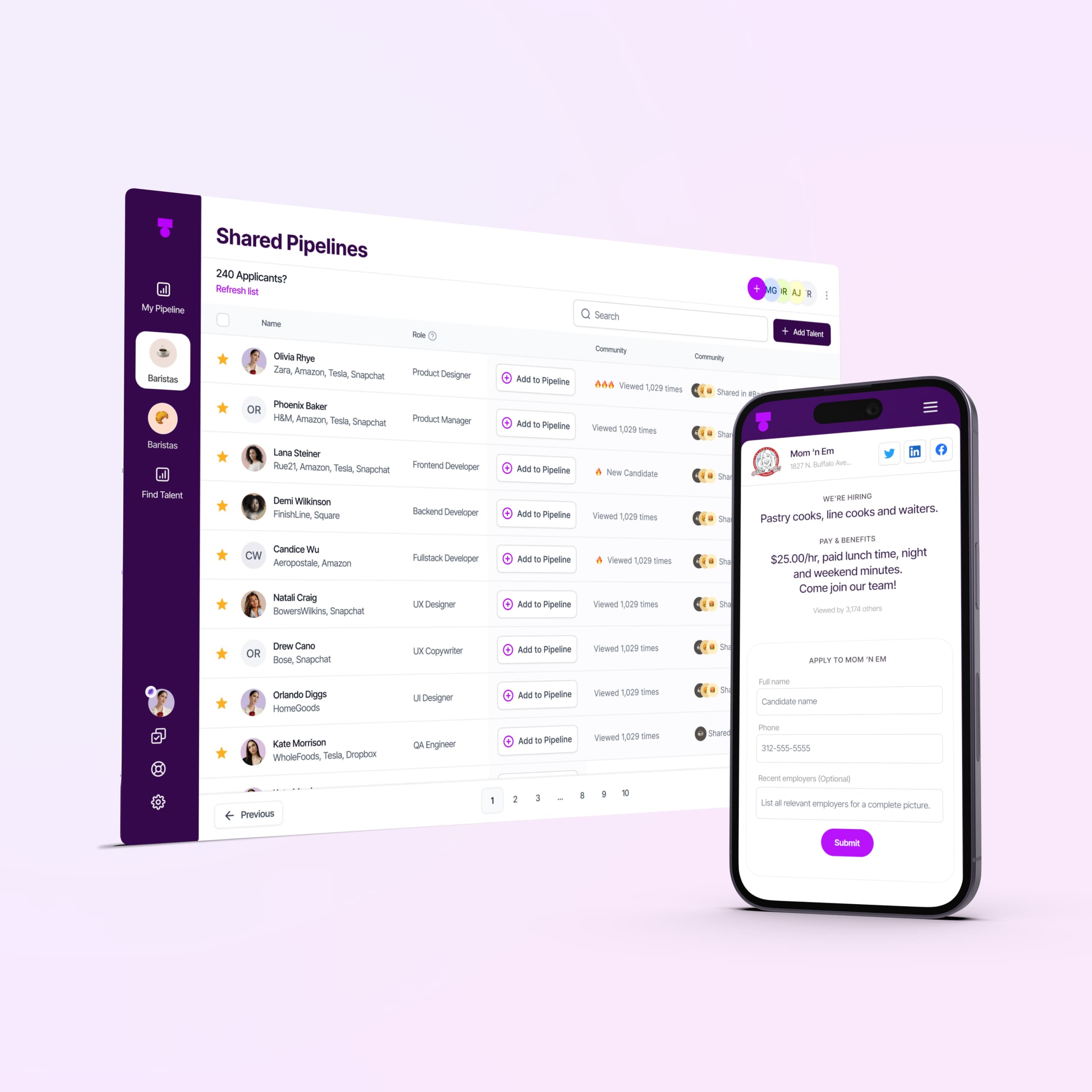 Hiring tools powered by AI and lead-gen.